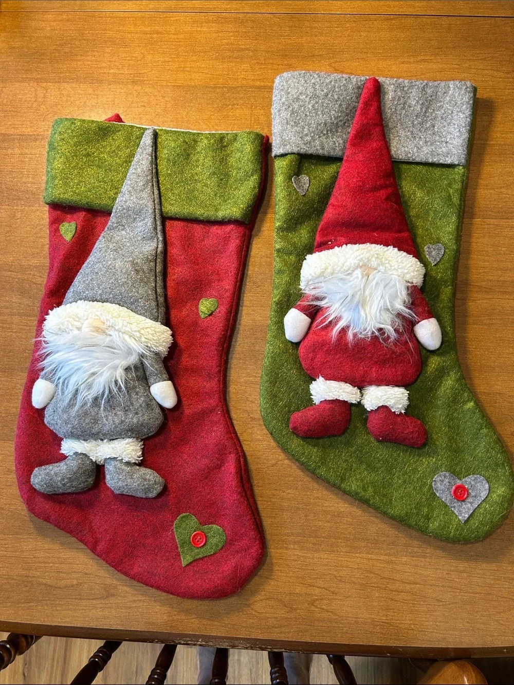 Festive Gnome Christmas Stocking - Red & Green